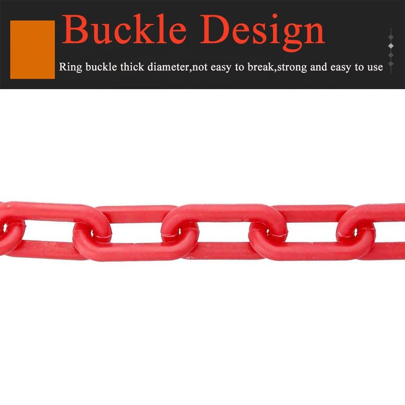 Boxonly Plastic Chain Barriers Link Warning Safety Barrier Parking Space Plastic Chains for Decorative Garden Fence 25mx6mm Red - Image 4